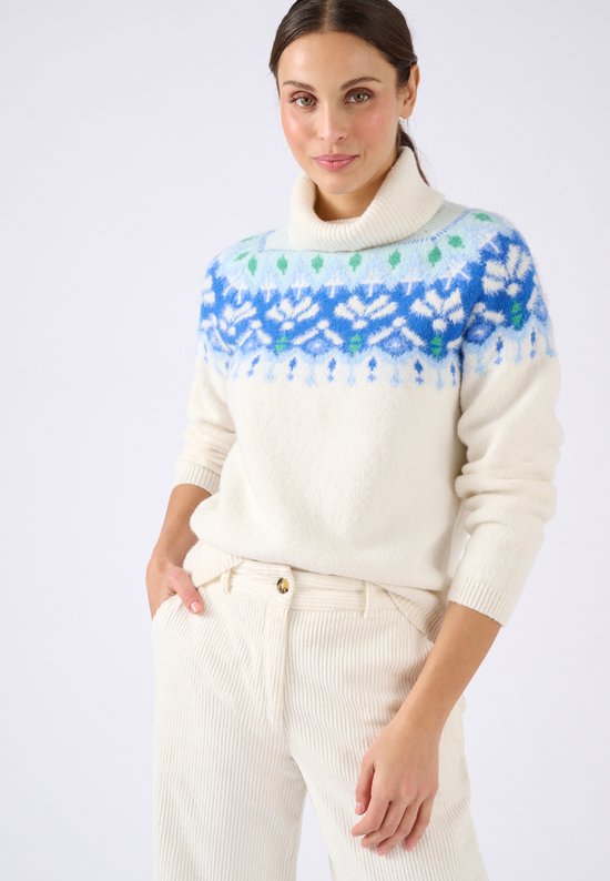 Damart - Pull col roulé col roulé jacquard thermolactyl - Femme - Blauw - L