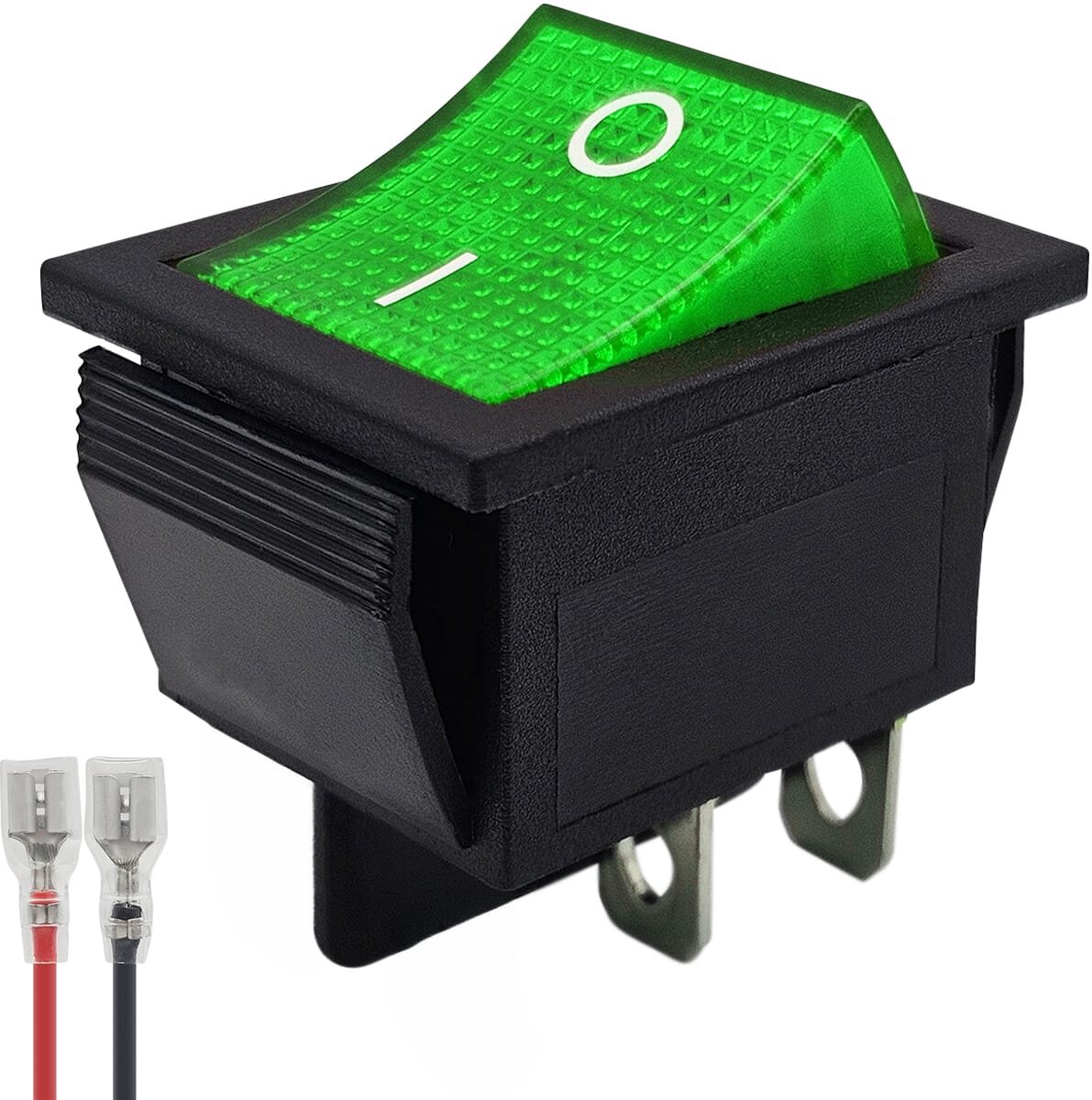 ProRide Wipschakelaar ON-OFF KCD4-202 - met Aansluitkabel - 2 Polig - 250V/16A - 30x22mm - Groen zonder lampje