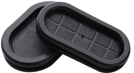 Protecteur de câble 25x40mm - Rectangle - Bouchon anti-poussière en caoutchouc pour organiser les câbles - Zwart - 2 pièces