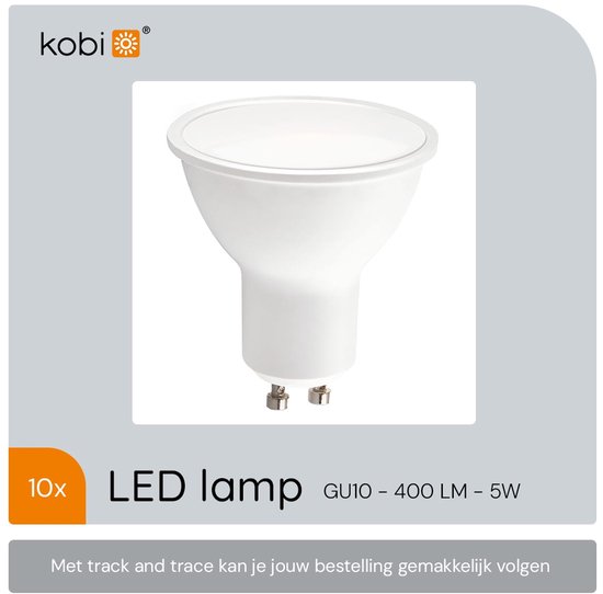 Spot LED Kobi GU10 5W - 400lm - 4000K - 230V - Pour Éclairage de salle de bain - Culot GU10 - 10 pièces