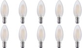 Lampe LED SPL Ba15d 4W à intensité variable - CRI 93 - Wit Extra chaud - Verre de lait - Bougie à filament LED C35 - Remplace l'ampoule halogène 30W - 10 pièces - 230V - 320lm - 2500K - verre de lait/mat - lampe premium