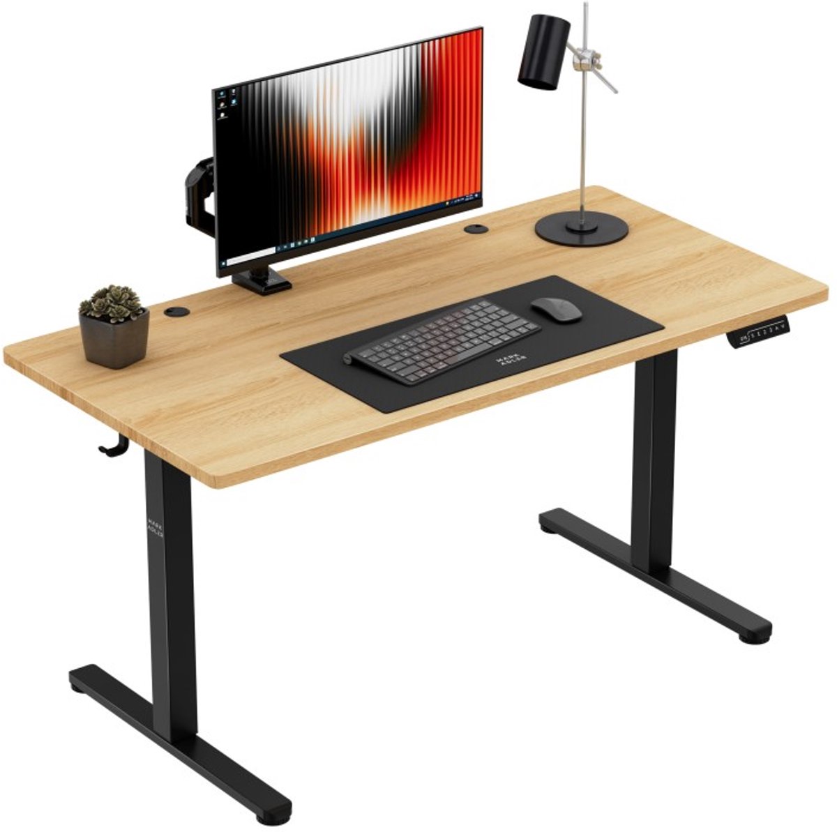 Mark Adler-Bureau-Leader 7.3-140x70 cm-Elektrisch verstelbaar-Zwart/hout