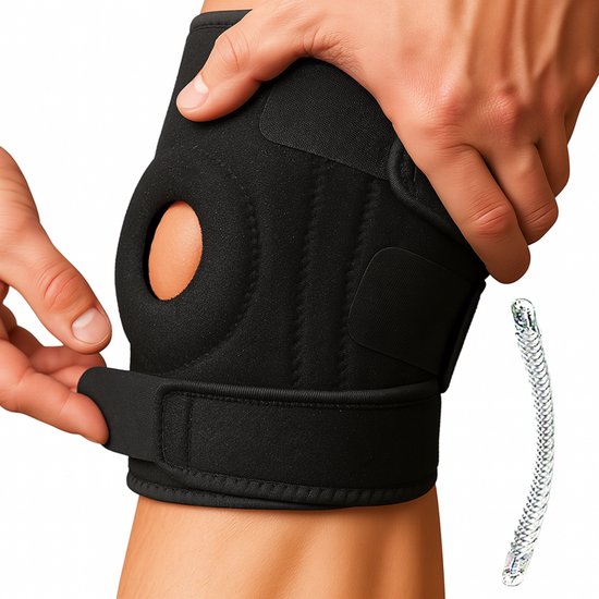 Genouillère – Bandage ajustable – Soutien pour blessures à la rotule, arthrose et ménisque – Taille unique – Comfort et stabilité – Zwart