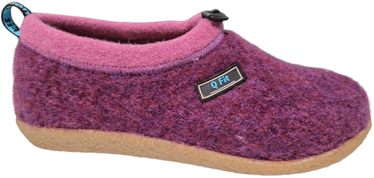 Q Fit Cato Paarse Wollen Gesloten Dames Pantoffels - Paars - 45