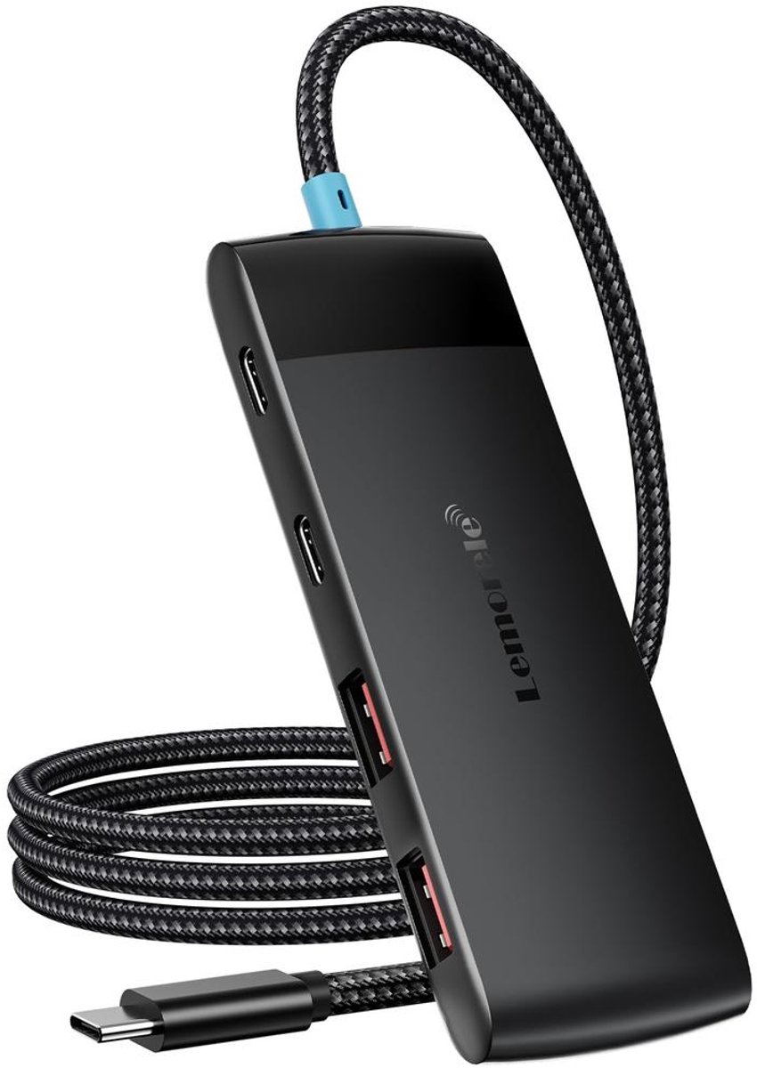 Lemorele TC109 – 4-in-1 USB-C Hub – 10Gbps High-Speed – USB 3.2 Gen 2 – 2× USB-A + 2× USB-C Poorten – Thunderbolt 3/4 Compatibel – 5V/3A Power Port