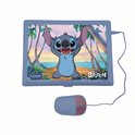 Blauwe Lexibook tablet met Stitch en palmboomafbeelding, met blauwe muis en draad.