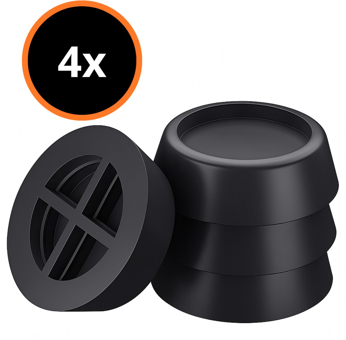 Trillingsdempers voor Wasmachine & Droger – Zwart - 4 Stuks - Anti-vibratie - Geluids- & Schokdempend - Universeel Formaat