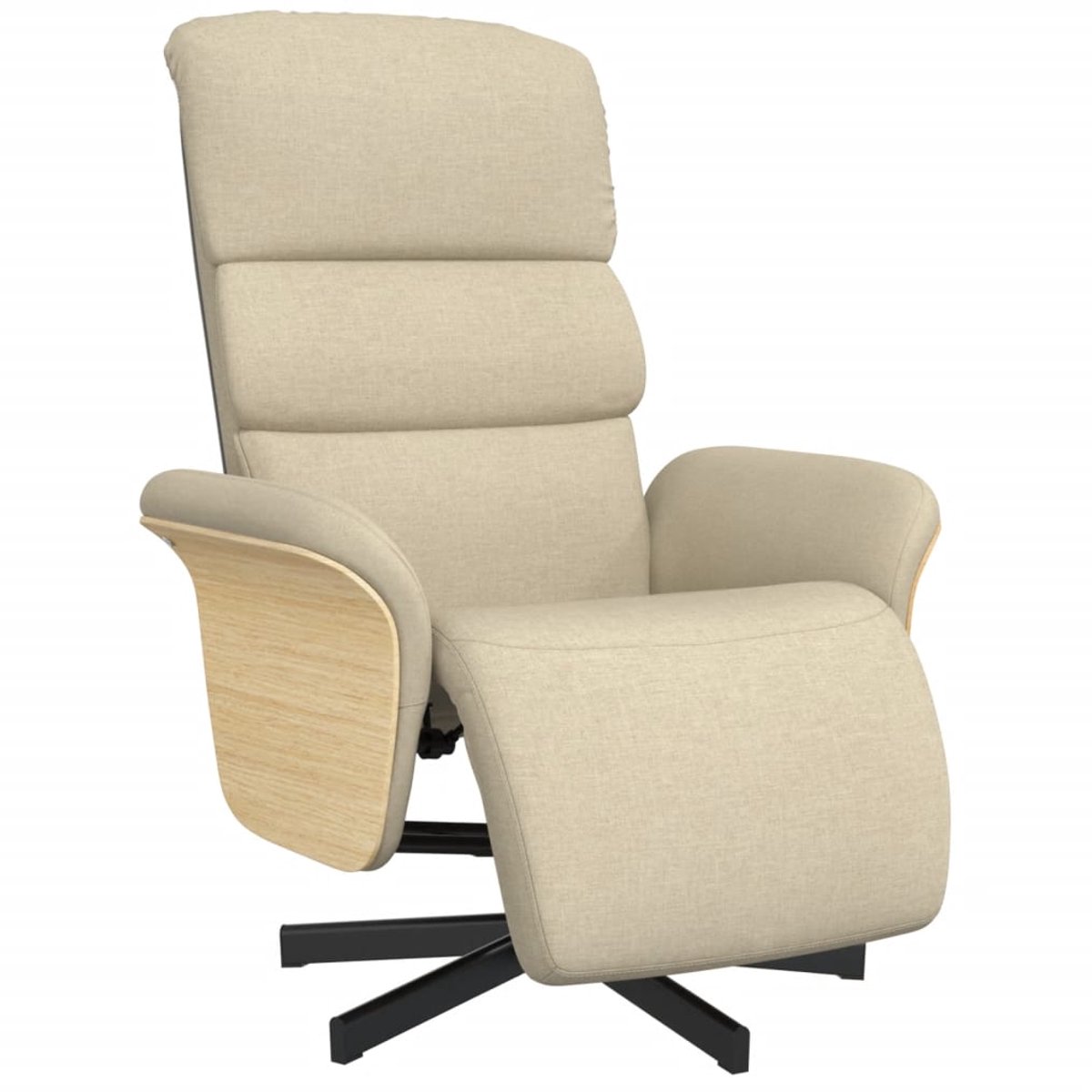 vidaXL Fauteuil - verstelbaar - met - voetensteun - stof - crèmekleurig