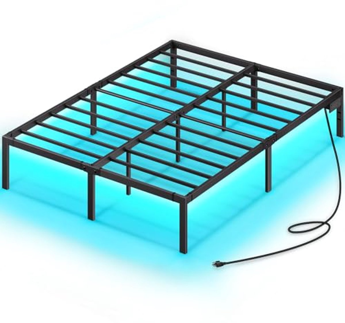 Bedframe met USB-laadstation en LED-verlichting - Platformbed met opbergruimte onder het bed