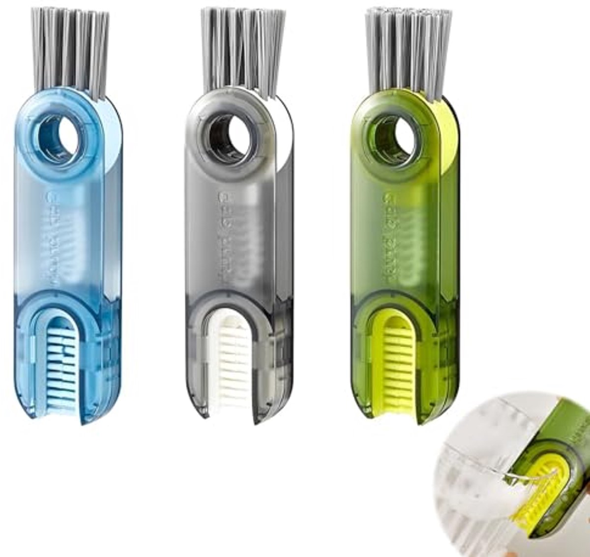 Image of 3-in-1 kopborstels set voor flessen en deksels - multifunctionele reinigingsborstels