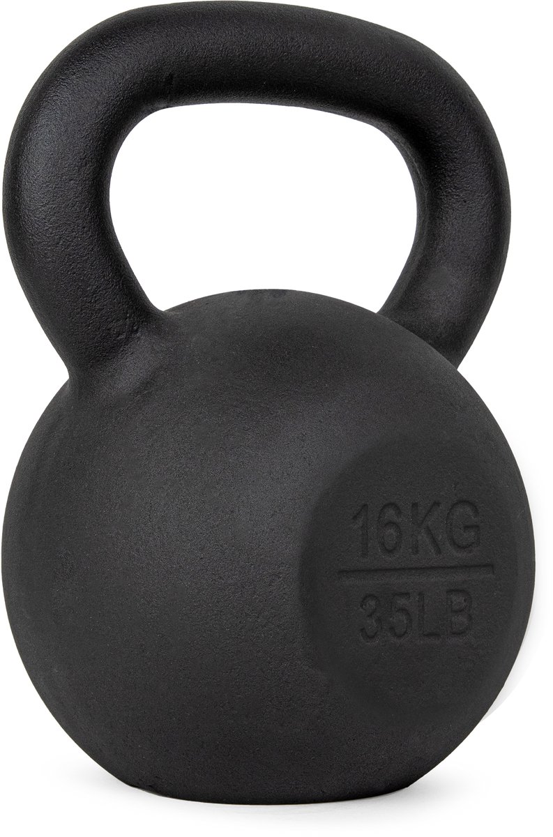 VirtuFit Gietijzeren Kettlebell Pro - Gewichten - 16 kg - Zwart