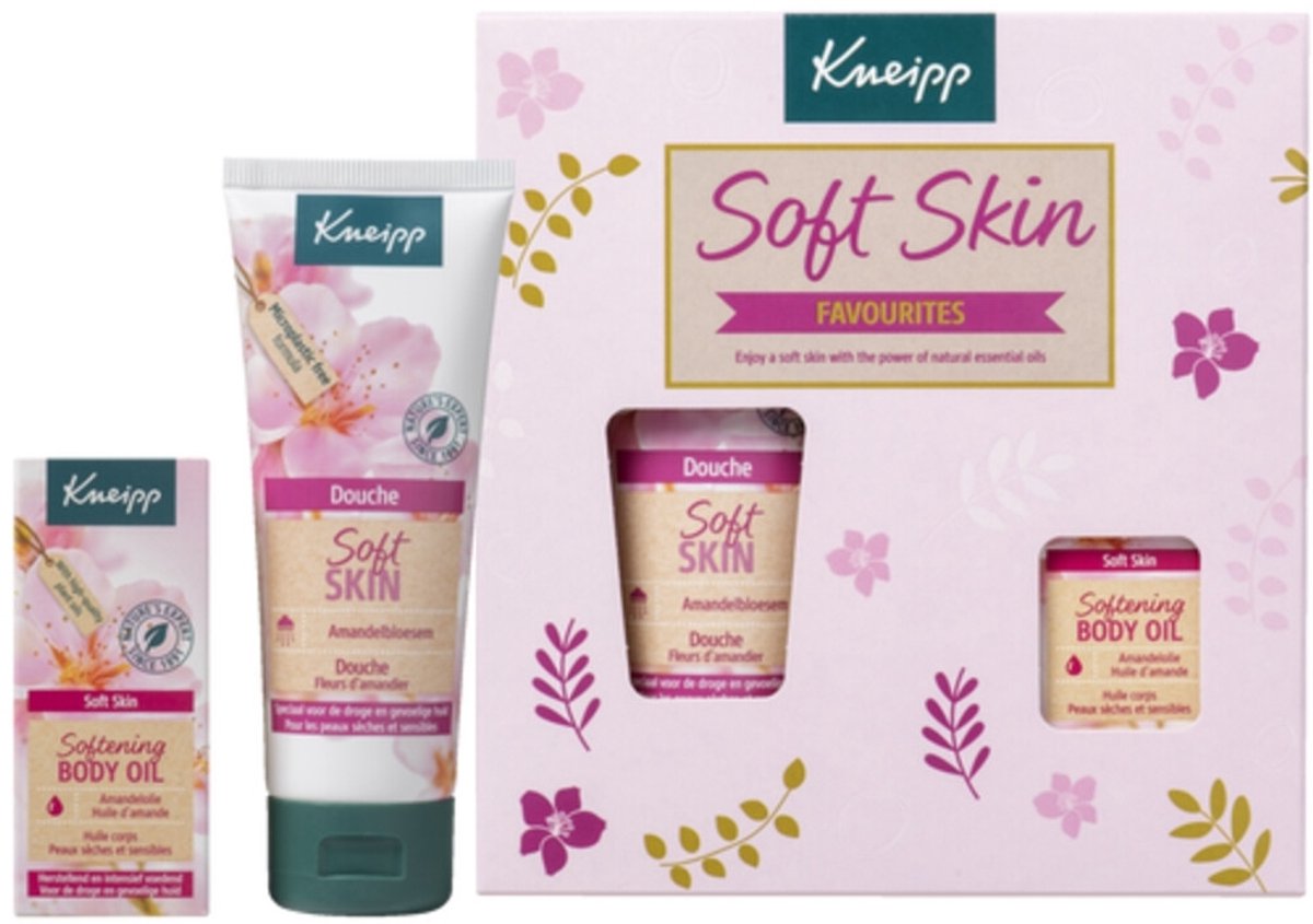 1 x Kneipp - Soft Skin Favourites Geschenkset - Amandelbloesem - Kneipp Soft Skin Amandelbloesem - Huidverzorging Geschenkset - Douchegel - Huidolie - Amandelolie