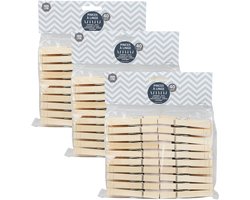 Urban Living Basic plus Size wasknijpers - 120x - bamboe hout - 8 cm - was ophangen
