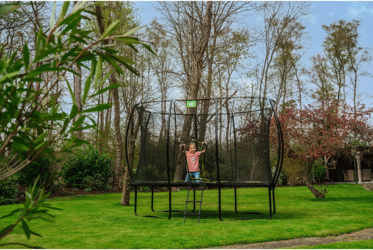 EXIT Silhouette Trampoline Rechthoek 244x366cm met Veiligheidsnet - Op Poten - Zwart