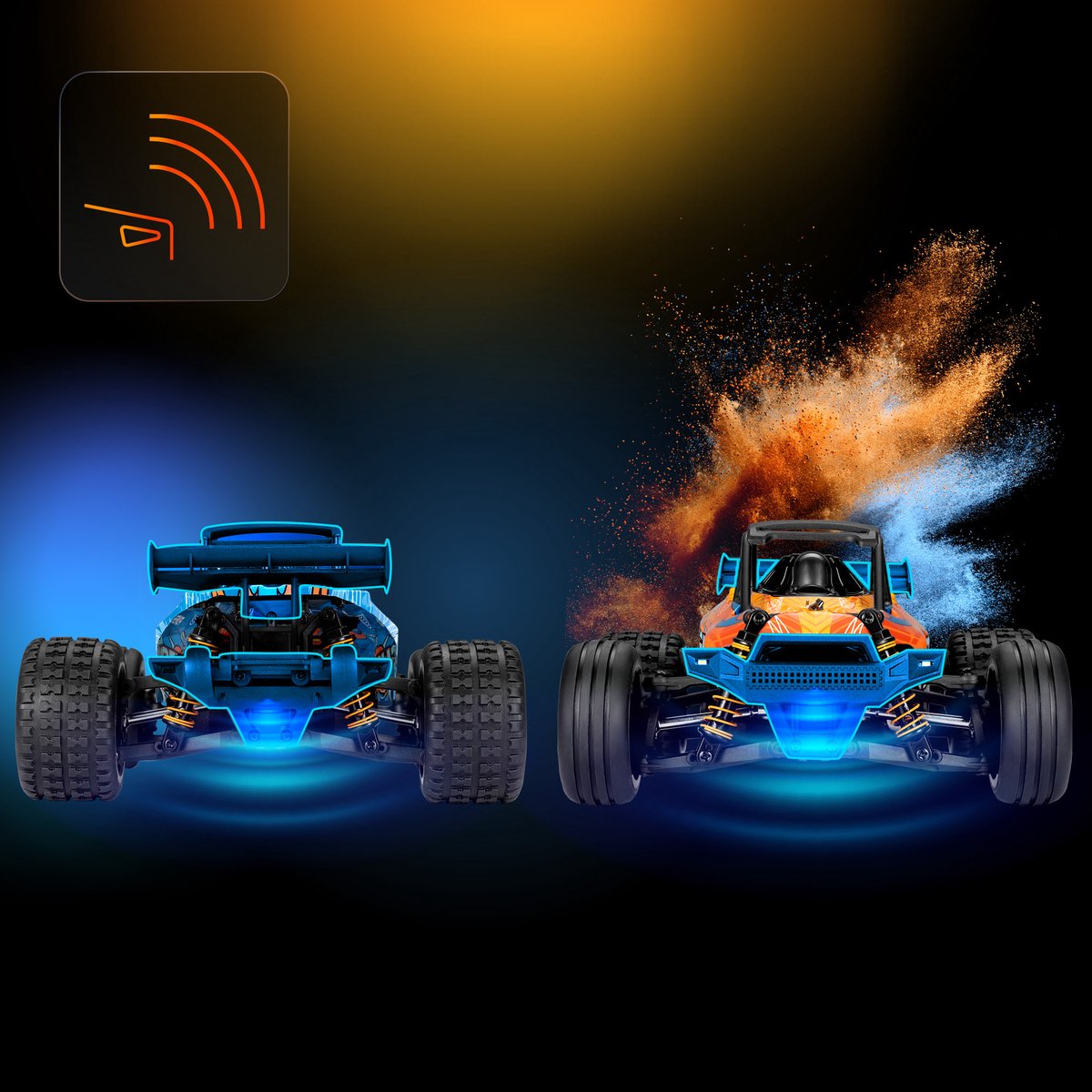 Overmax X-Horizon RC Auto 4x4 – 30 km/u – LED Verlichting, Dubbele Accu tot 40 min, Vering, Lage Bodemvrijheid, 2 Carrosserieën, Achterwielsteun, Digitale Connectie – Offroad Racewagen voor Kinderen & Volwassenen – Bestuurbare Auto — afbeelding 14