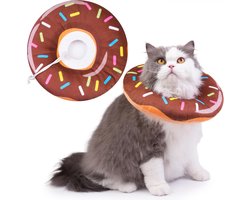 Beschermkraag - Comfortabele Kraag - Met Trekkoord - Geschikt voor nekomtrek 17-27 cm - Kattenkap - Anti-bijtkatten Beschermende kraag - Wondbescherming en Herstel na Operatie - Dierenbeschermkraag - Kattenkraag - Voorkomt door Krabben - Bruin