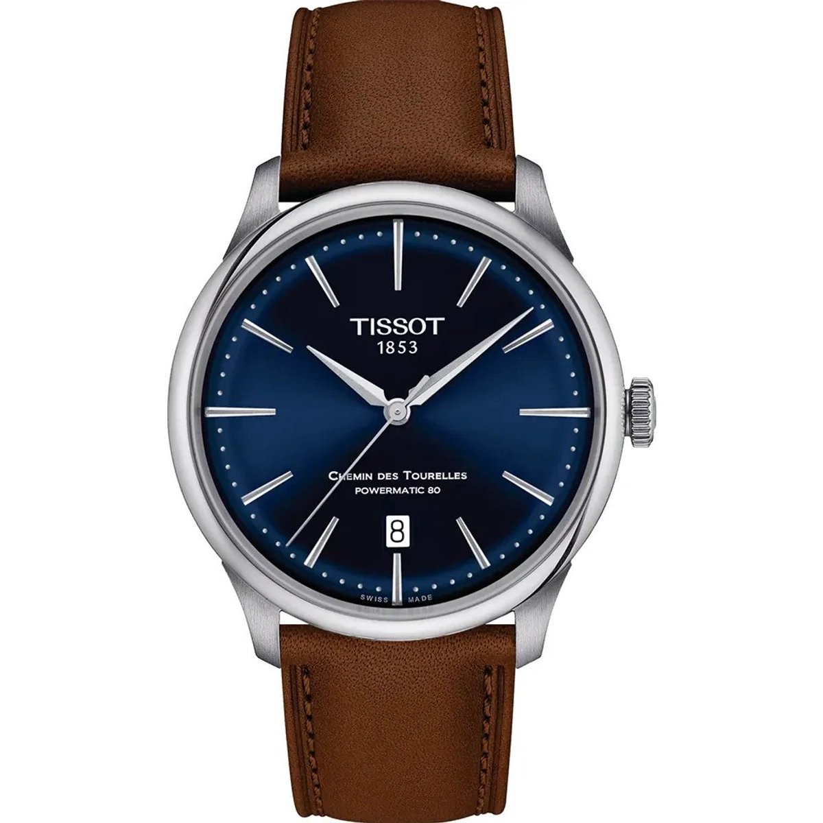 Tissot Chemin des Tourelles T1398071604100 Horloge - Leer - Bruin - Ø 42 mm