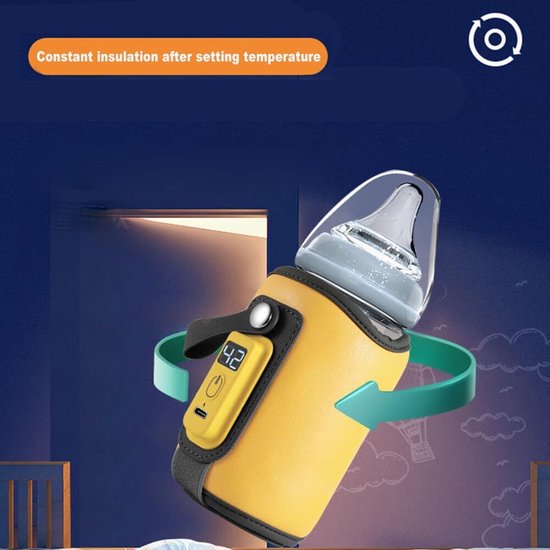 Draagbare USB Flessenwarmer voor Baby's - Temperatuurweergave en Verhitting van Melk en Babyvoeding — afbeelding 3