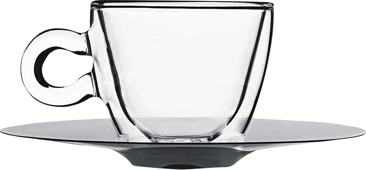 Luigi Bormioli Thermic Glass Espressoglas 6,5 Cl Met Rvs Schotel - 2 Stuks