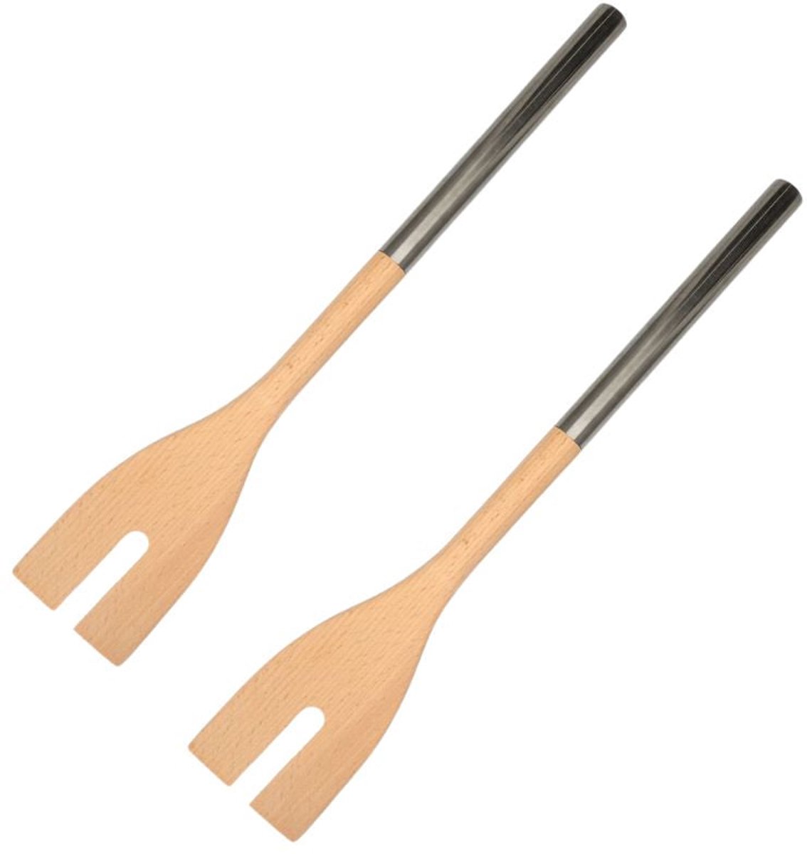 Set van 2 houten groene saladevorken 34 cm Fackelmann Boissellerie