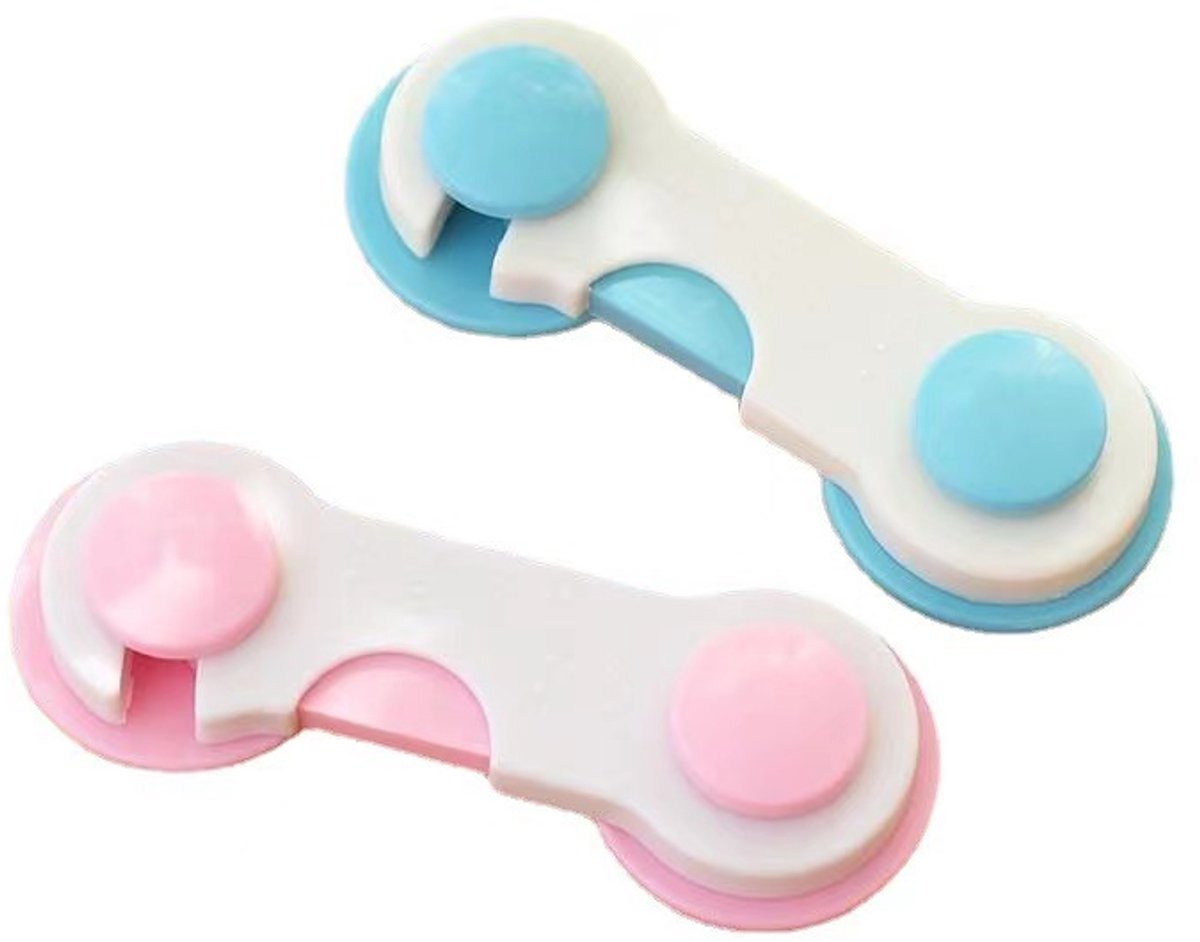 Image of 10 stuks kindveilige kastsloten - Kindveilige kastsloten - Zelfklevende kastsloten - Blauw + Roze - Baby Locks - Voor keuken, deuren