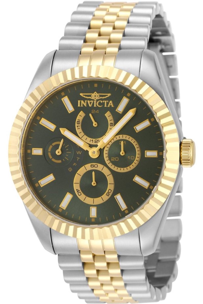 Invicta Specialty 49539 Heren Horloge - Waterdicht - Analoog - Quartz Uurwerk - Roestvrij Staal met groene Wijzerplaat - 43mm