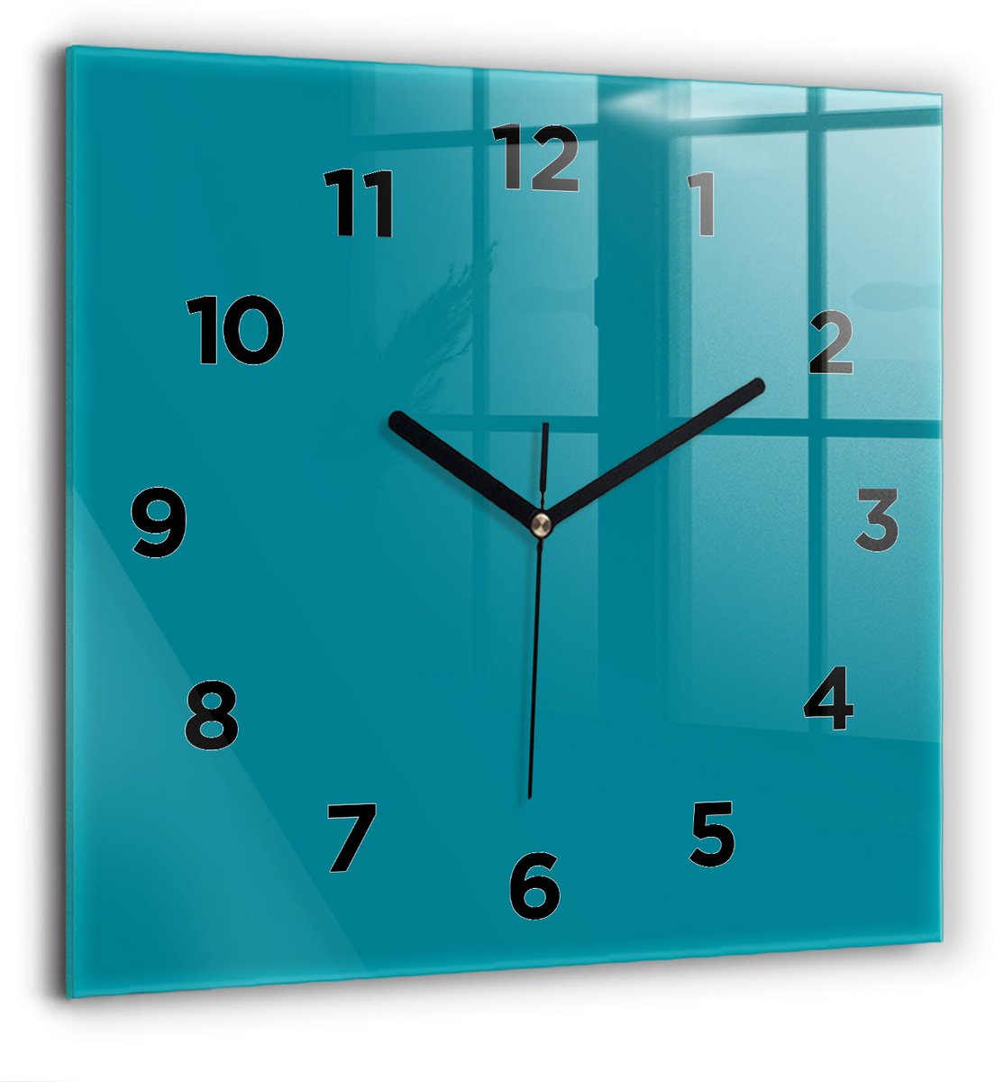 Wallfluent Wandklok - Maritiem Vierkante Glazen Wandklok - 60 cm x 60 cm - Maritiem Wandklok - Zwarte Handen - Wandklok Met Cijfers - Kinder Wandklok Glas - Vierkante Glas Klok - Scandinavisch Wandklok - Vierkante Glazen Klok