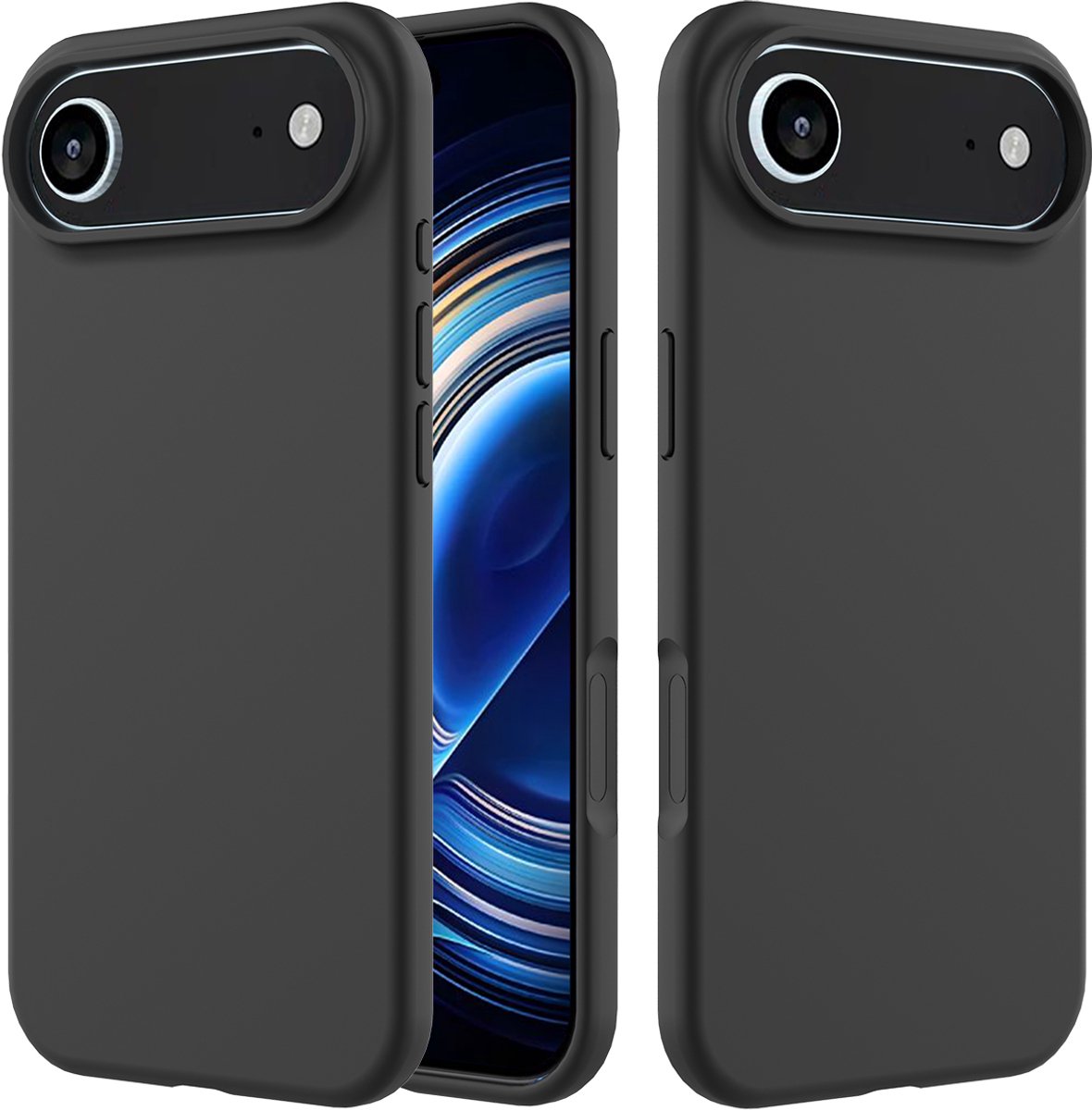 Zenzotek Hoesje Geschikt voor iPhone 17 Air - Telefoonhoesje - Valbestendig vloeibaar silicone - Zwart