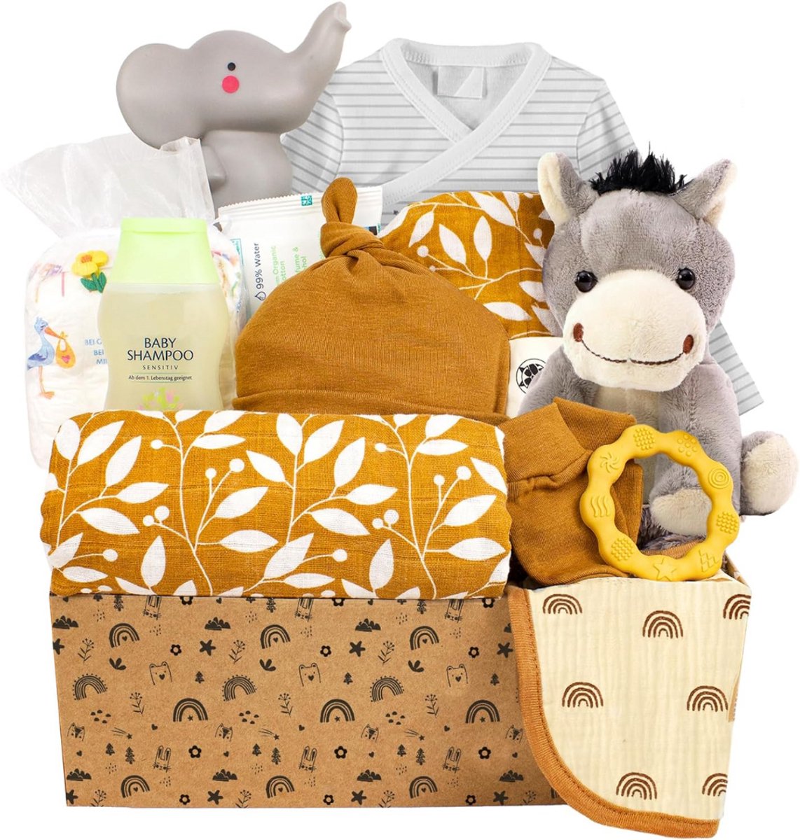 DailySupplies® Kraammand - Geboortemand - Kraamcadeau Jongen - Bruin