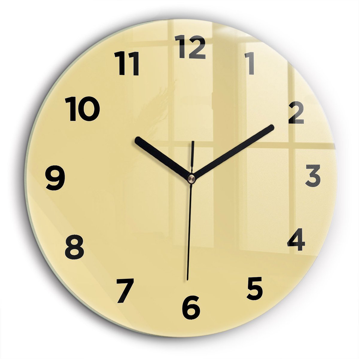 Wallfluent Wandklok - Romig Ronde Glazen Klok - 60 cm x 60 cm - Romig Wandklok - Zwarte Handen - Wandklok Met Cijfers - Stille Wandklok Slaapkamer - Ronde Glazen Wandklok - Industrieel Wandklok - Ronde Glas Klok