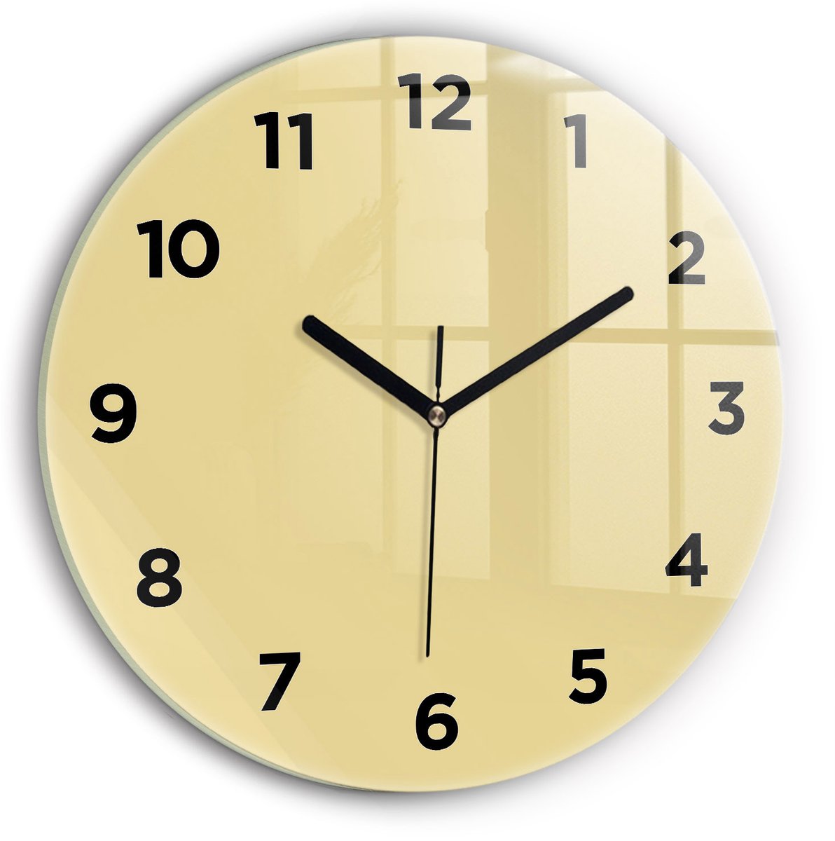Wallfluent Wandklok - Romig Ronde Glazen Klok - 30 cm x 30 cm - Romig Wandklok - Zwarte Handen - Wandklok Met Cijfers - Stille Wandklok Slaapkamer - Ronde Glazen Wandklok - Industrieel Wandklok - Ronde Glas Klok