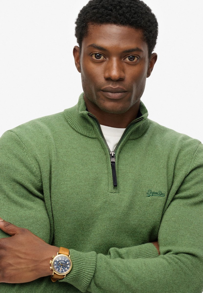 Superdry Wollen Mix Trui Met Halve Rits Heren Sweaters Groen