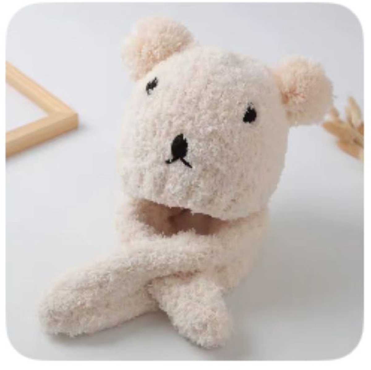 Baby sjaal en muts - baby winter set - Beer - set van 2 - baby muts - baby sjaal - beige - beer - 0 - 2 jaar - BabyShopHappiness