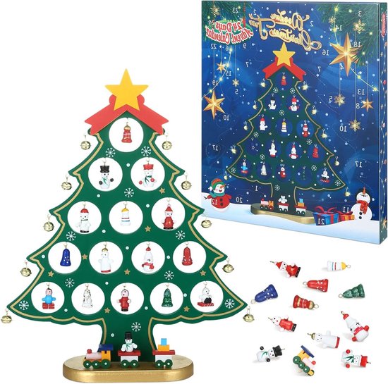 Brenzoos - Adventskalender Kinderkerstkalender Mini-Kerstboom Knutselset Kerstmis Doe-Het-Zelf Tafeldecoratie - Boom Hanger Figuur - 2023.