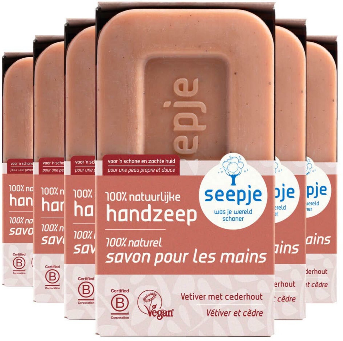 Seepje Vaste Handzeep Vetiver met Cederhout - 6 x 120 gr - Voordeelverpakking