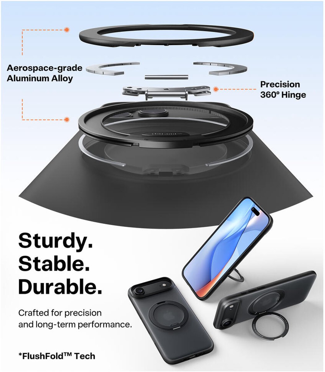 TORRAS Ostand Q3 Air Apple iPhone 17 Pro Hoesje MagSafe 360° Kickstand Zwart TORRAS Ostand Q3 Air Apple iPhone 17 Pro Hoesje MagSafe 360° Kickstand Zwart