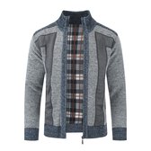 Allthemen Herenkraagjasje - Gebreide trui met kleurblokken - 3XL