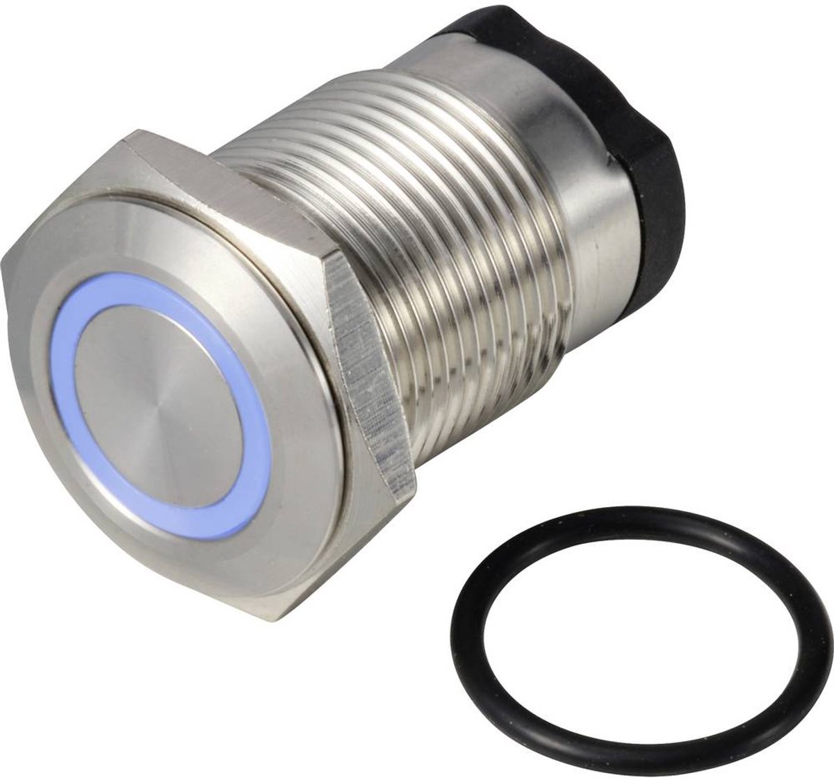TRU COMPONENTS TC-13224156 ONPOW6316F-10E/Q/B/12V/S Druktoets 36 V DC/AC 2 A 1x uit/(aan) Moment Blauw IP65 1 stuk(s)