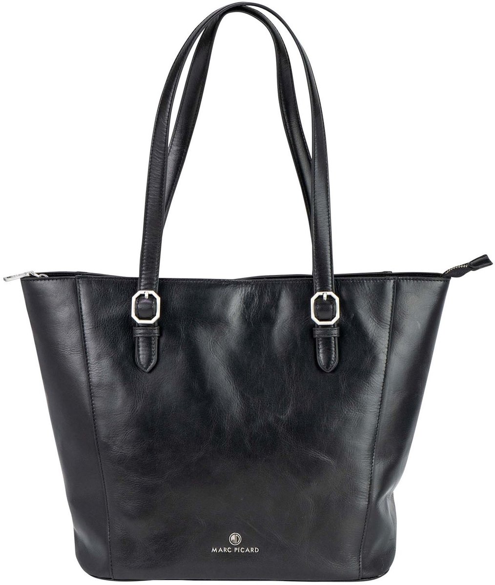 Marc Picard Leren shopper Firenze Tote Bag Black zwart