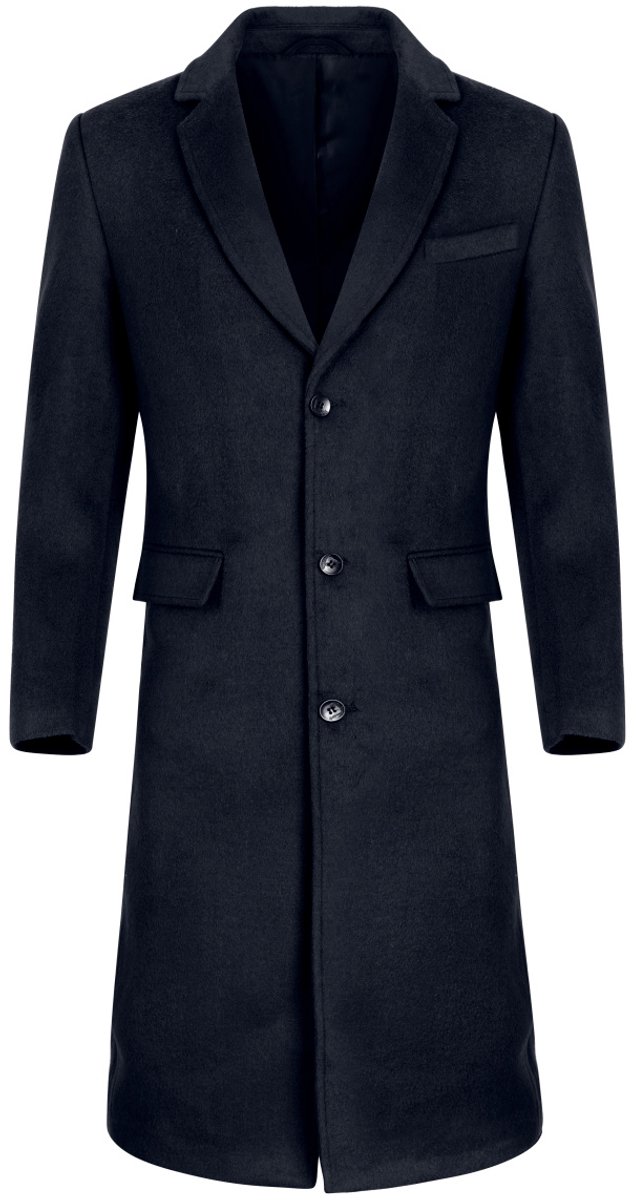 ALLTHEMAN Heren Effen Lange Winterjas tot over de Knie - Wollen Slank fit Warm Jasje - M