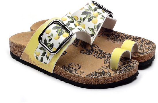 GOBY - Citrons - Slippers - Sandales pour femmes - Haute qualité - Fait main - Taille 39