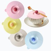 Lot De 4 Couvercles Silicone Alimentaire Réutilisables 10cm - Couvercle Anti-Insectes Pour Verres, Tasses, Café Et Bière (Couleurs Variées)