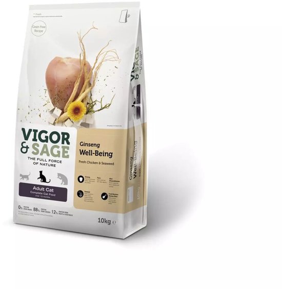 Vigor & Sage Kattenvoer Well-Being Ginseng - 10 kg