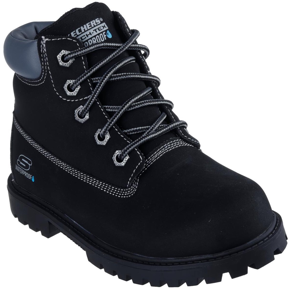 SKECHERS Winterlaarzen Jongens - Hoge, Zwarte Sneakers met Vetersluiting - Maat 31