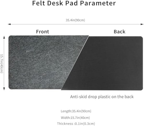 Designer Vilten Bureauonderlegger Bruin XXL (Ca. 40x80cm) - Bijzonder Zacht en Comfortabel Alternatief Voor Papieren of Lederen Onderlegger