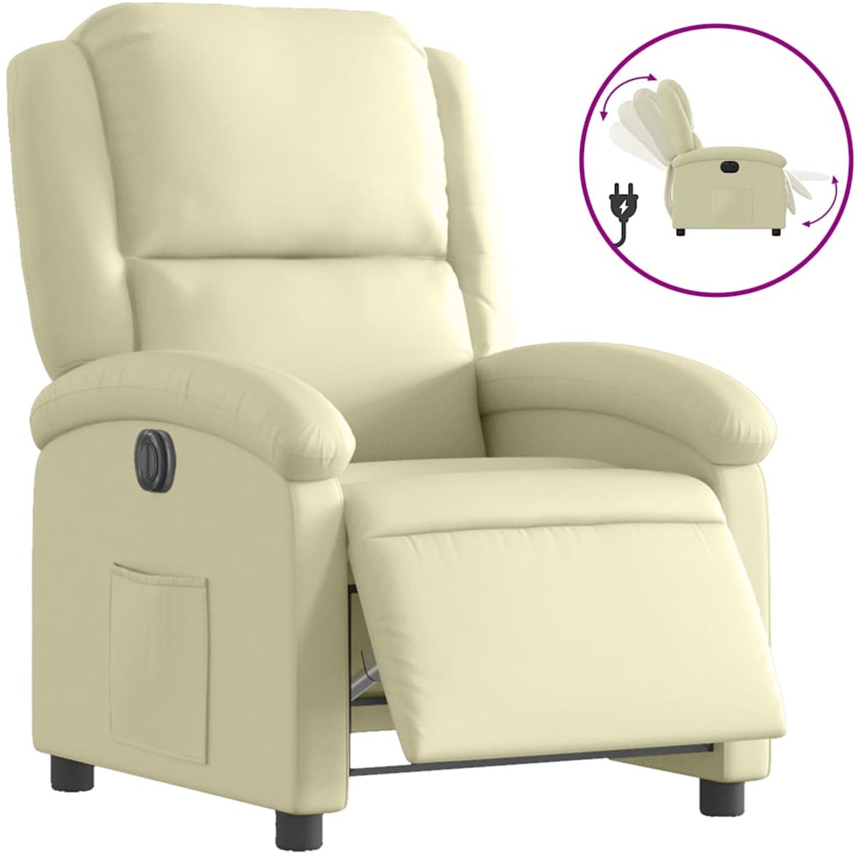 vidaXL Fauteuil - elektrisch - verstelbaar - echt - leer - crèmekleurig