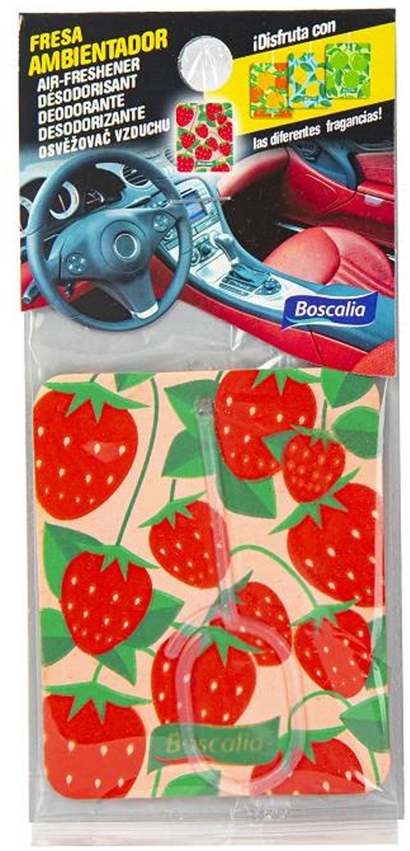 Amahogar Auto parfum/luchtverfrisser - Aardbei geur - in handig zakje - 7 x 16 cm