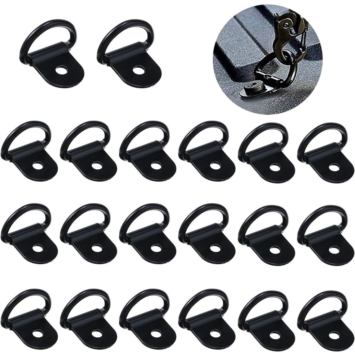 EXCITAT 20-pack - Haken - Metaal - D-vormig - Bevestigingsringen - voor aanhangwagens, vrachtwagens, boten, auto's