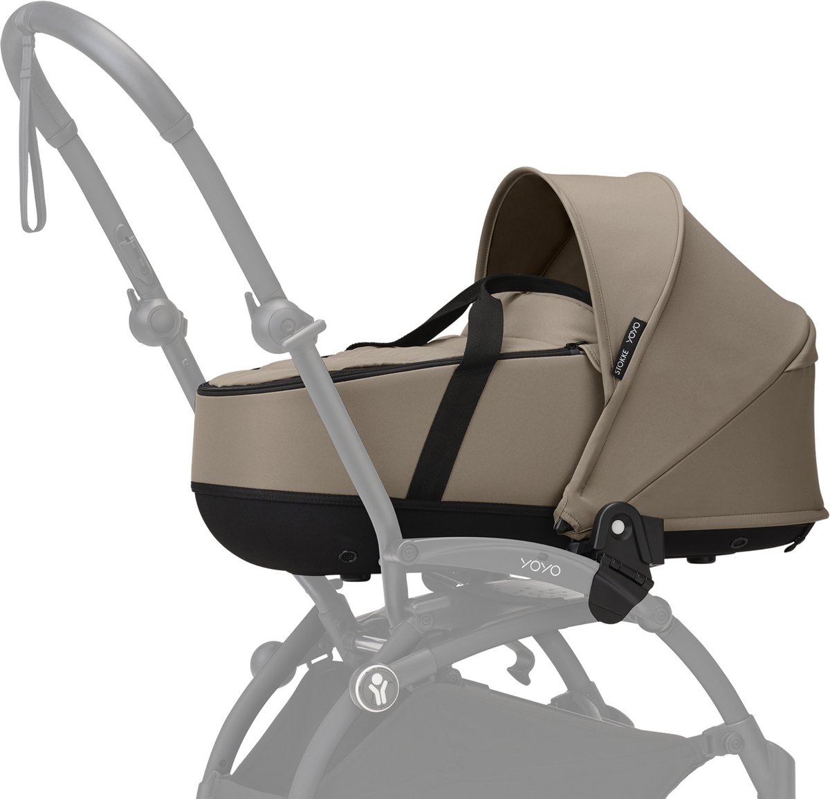 Stokke YOYO Newborn Shell, Taupe - Voor baby's tot 6 maanden of 9 kg - Inclusief semi-harde kap, tweepersoonsmatras en voetenzak - Voor YOYO-frame (los verkrijgbaar)
