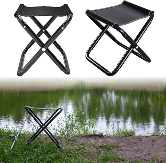 Opvouwbare ontlasting - Campingstoel - Strandstoel - Vouwstoel - Kampeerstoel - Wandelkruk - Opvouwbaar picknicken Stoeltje - Reiskruk - met Draagtas - Draagbaar - Tot 100kg - Zwart - Staal en Oxford doek van Merkloos — afbeelding 4